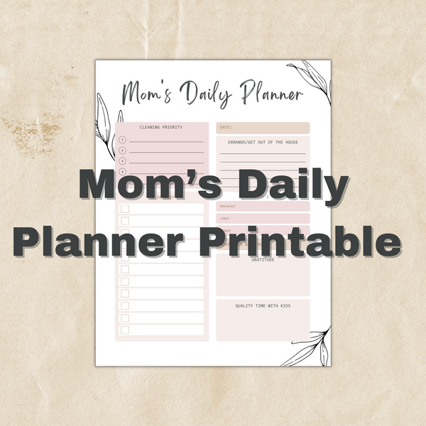 Daily Planner for Moms Printable | To Do List | Productivity Day Planner for Moms | PDF Printable